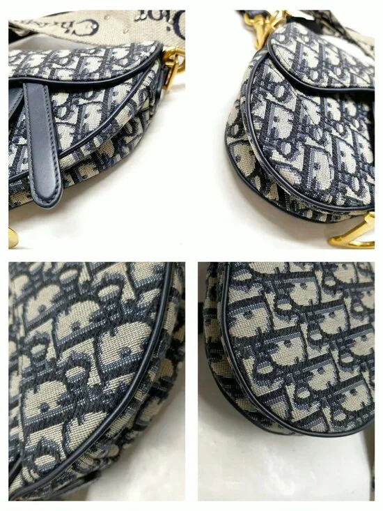 Authentic Dior Saddle Bag Oblique Canvas Navy Blue Shoulder Bag - Picture 11 of 16